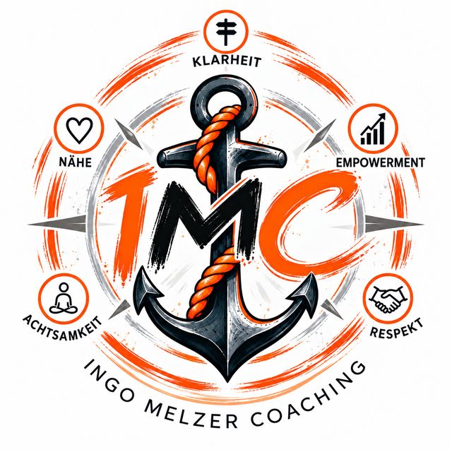ANKER by IMC: Anker-Emblem von Ingo Melzer Coaching mit den fünf Prinzipien Achtsamkeit, Nähe, Klarheit, Empowerment und Respekt